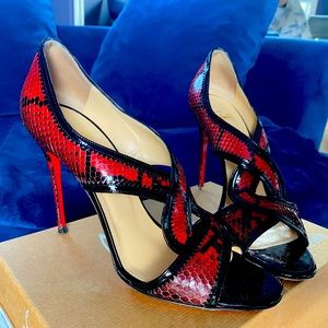 Christian Louboutin Red Snakeskin Shoes - Size 10